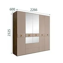 Шкаф 5-ти дверный с зеркалами, с ящиками, Bogemia Woodline Wood Fi (Мокка/Хром) БМШ1/51(Wo)