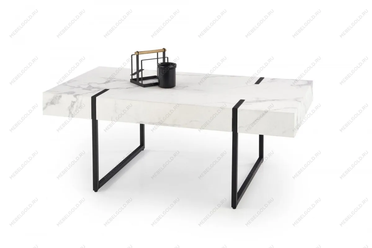 Стол журнальный Halmar BLANCA (белый мрамор/черный)
