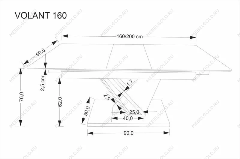 Стол обеденный Halmar VOLANT 160 (черный мрамор/дуб золотой) | изображение 14