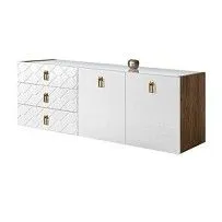 Комод 1.6м Bogemia Woodline Fly Fa (Белый) (Lakobel/Золото) БМКМ-4