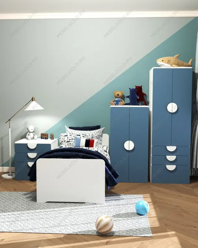 ПИКСИ шкаф распашной с 2 дверьми, 3 ящиками и полкой 60x57x183, озорной василек | изображение 4