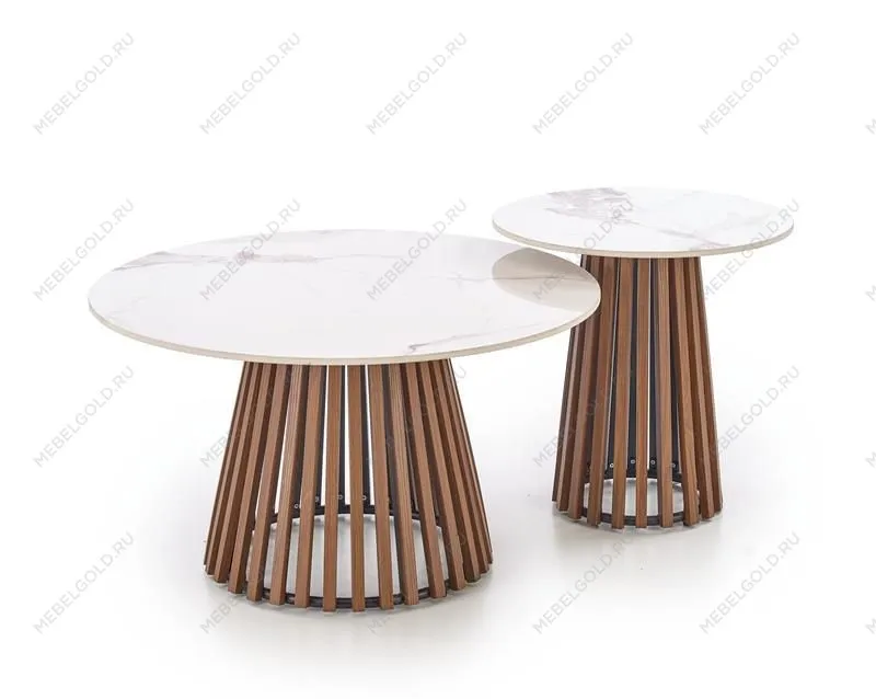 Стол журнальный Halmar CARINA (бежевый мрамор/орех) | изображение 2