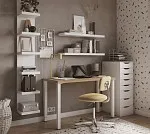 ИНГАР стол письменный ИКЕА / IKEA 2/ТТ 140x75x55, дуб беленый/белый | изображение 3