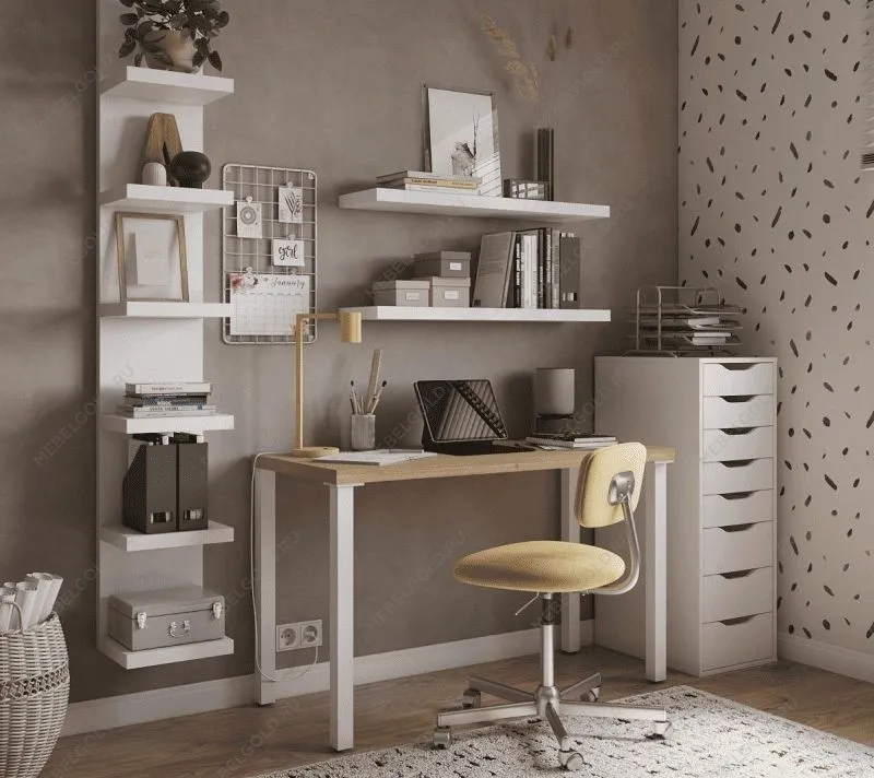 ИНГАР стол письменный ИКЕА / IKEA 2/ТТ 140x75x55, дуб беленый/белый | изображение 3