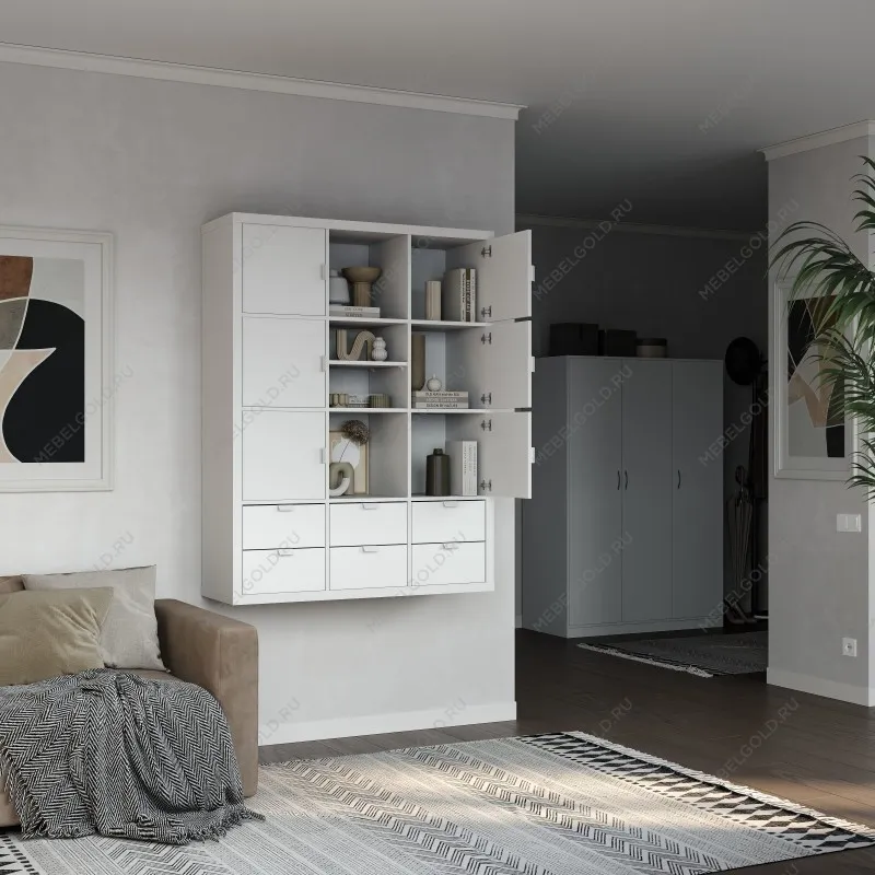 Стеллаж Фора, 12 полок, 112х147х38 см, белый | изображение 5