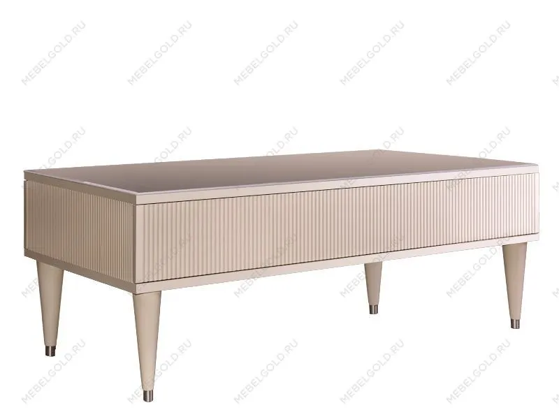 Журнальный столик с ящиком Римини СОЛО (Бежевый/Серебро) РМСТ-2(s)