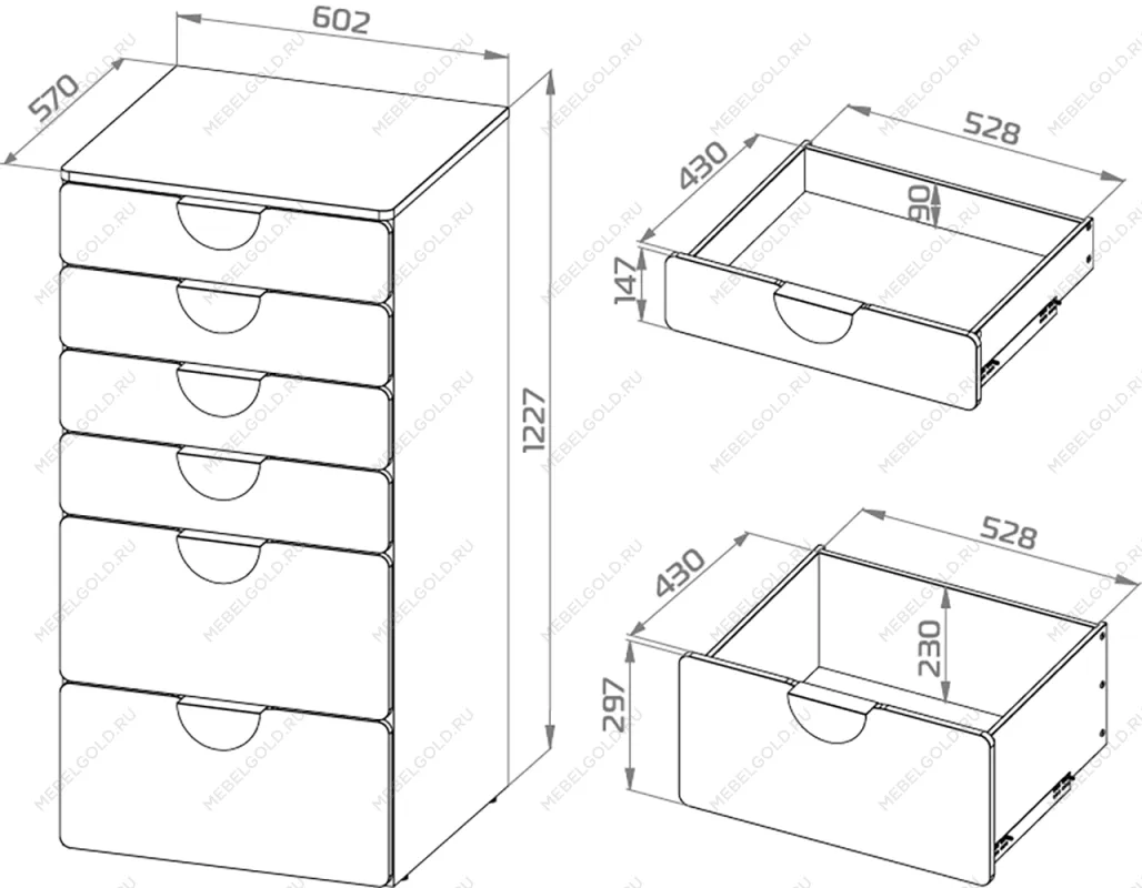 ПИКСИ комод 6 ящиков 60x57x123, мечтательный пион | изображение 2