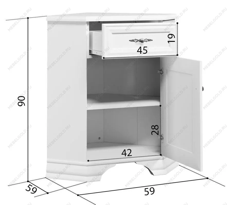 Тумба Кентаки KOMN1D1S/P угловая белый | изображение 2