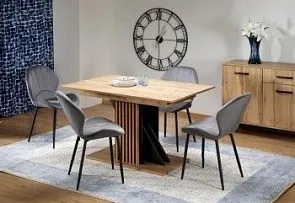 Стол обеденный Halmar FABIANO 135 раскладной (дуб вотан/черный)