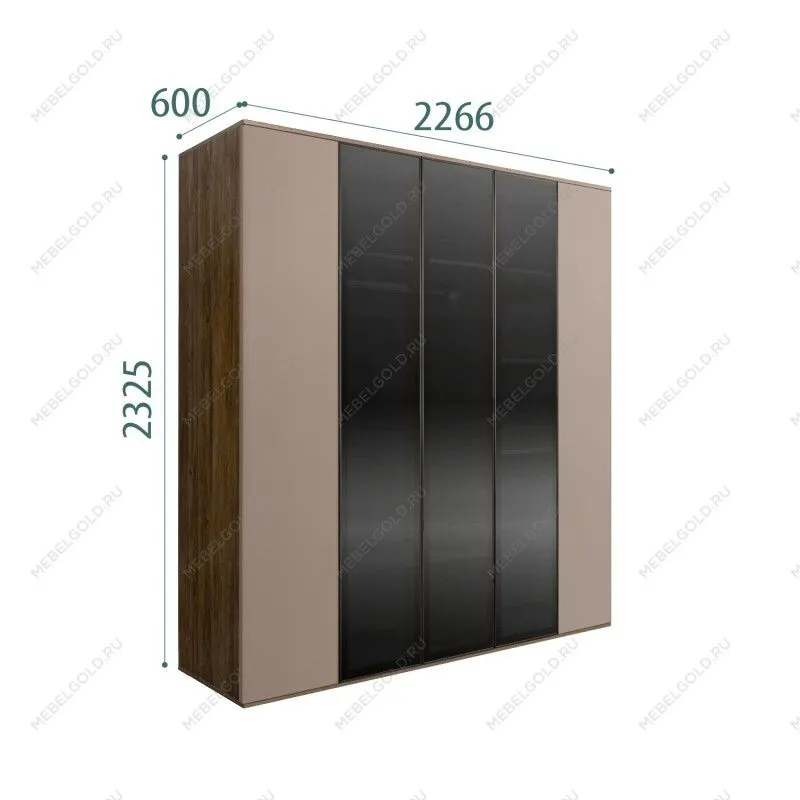 Шкаф 5-ти дв. Bogemia Woodline Air (Мокка/Черный) БМШ2/5(3)