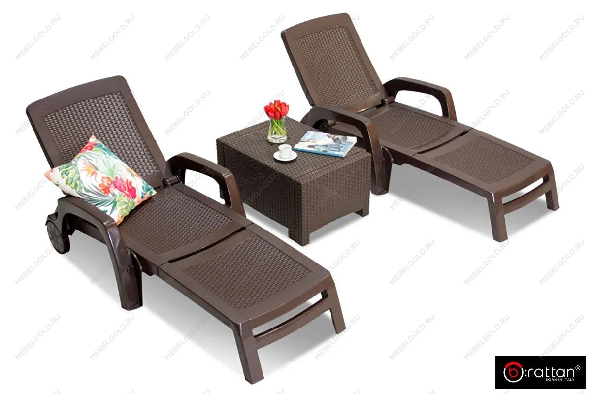 Шезлонг B:rattan MIAMI складной, коричневый | изображение 1