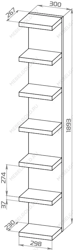 Полка настенная Фора, 30х189х27 см, дуб беленый | изображение 8