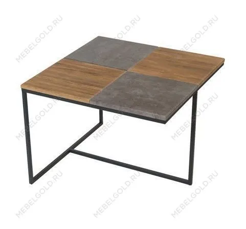 Стол журнальный Фьюжн квадро (Дуб американский/серый бетон)