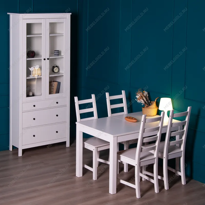 САГА шкаф с витриной 90 белый | изображение 5