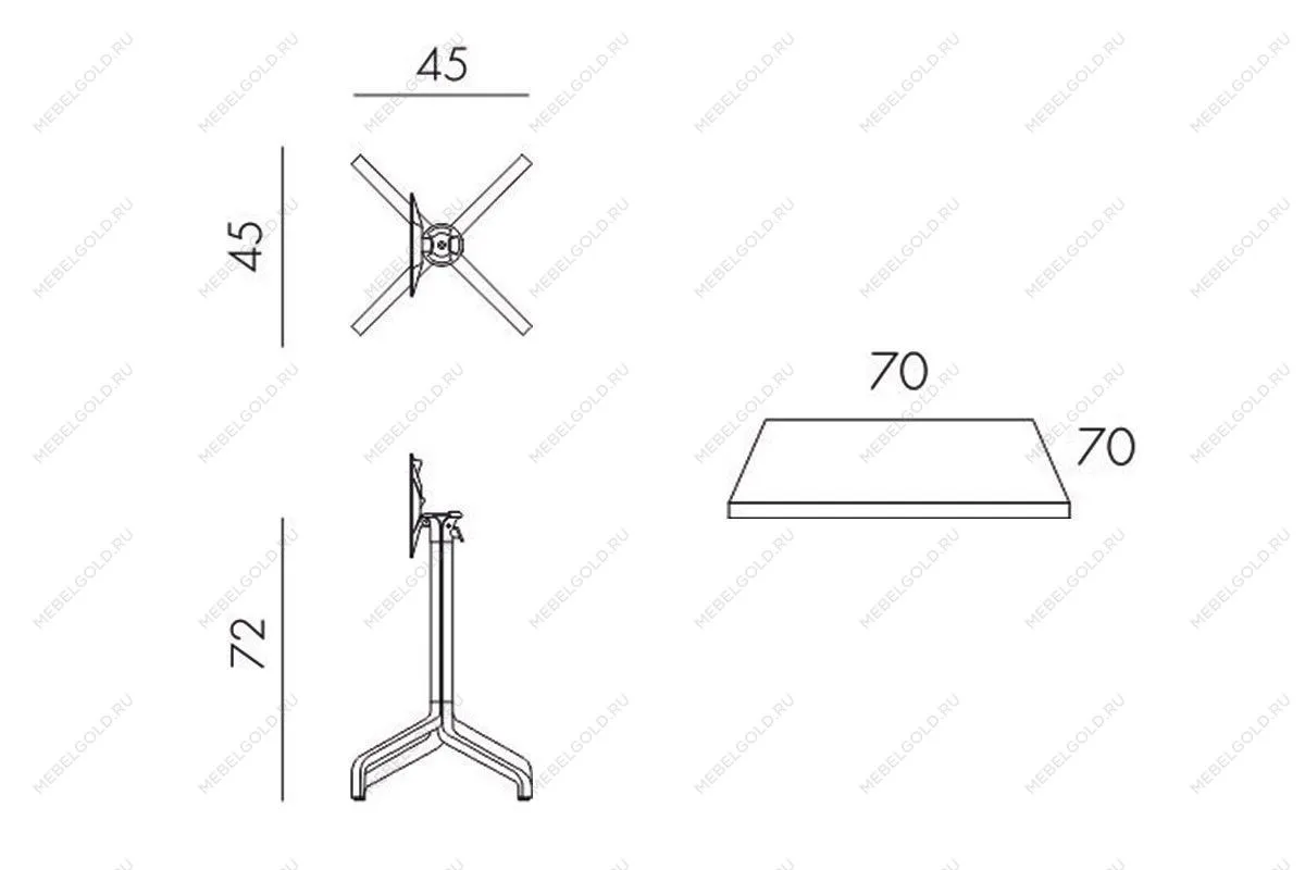 Стол складной квадратный Frasca Mini 70*70, тортора (база + столешница) | изображение 6
