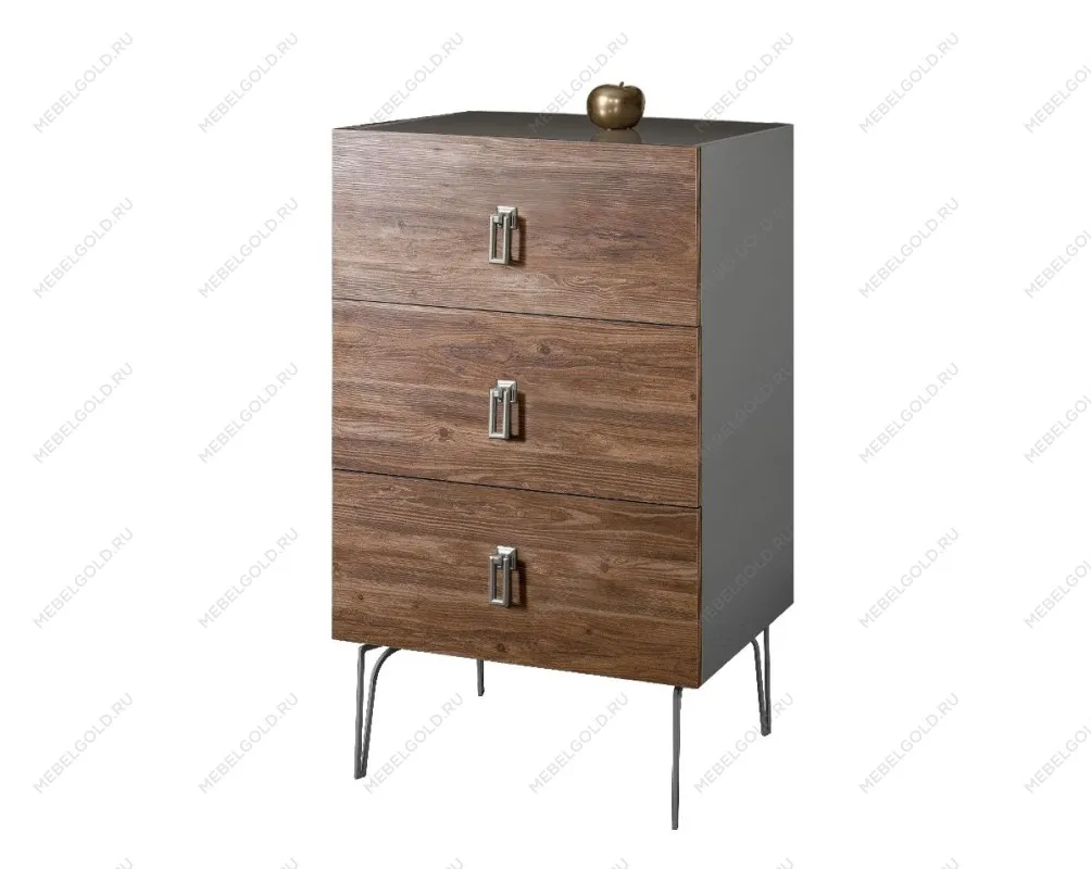 Комод Bogemia Wood Fa (Серый) (Lakobel/Хром) БМКМ-1(Wo)