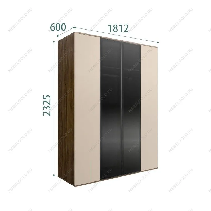 Шкаф 4-х дв. с ящиками Bogemia Woodline Air (Ваниль/Черный) БМШ2/42(2)