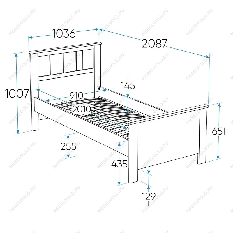 Кровать односпальная Сага, 90х200 см, серая/ясень | изображение 2