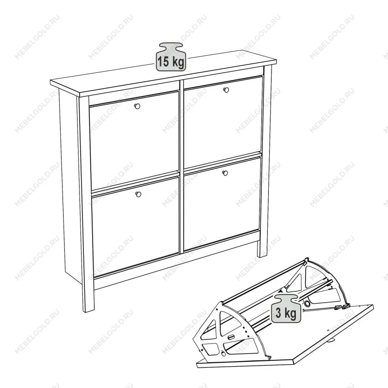 Обувница Сага с 4 откидными ящиками 113х108 темно-бирюзовая | изображение 11