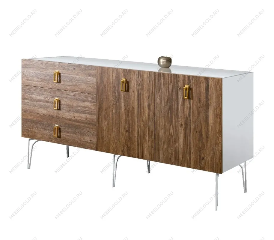 Комод 1.6м Bogemia Wood Fa (Белый) (Lakobel/Золото) БМКМ-4(Wo)