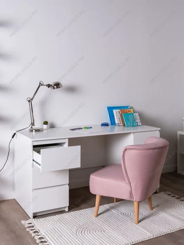 Стол письменный Кастор, 6 ящиков, 151х65х75 см, белый | изображение 1