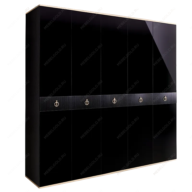 Шкаф 5-ти дверный Римини СОЛО (Черный/Серебро) РМШ2/5(s)