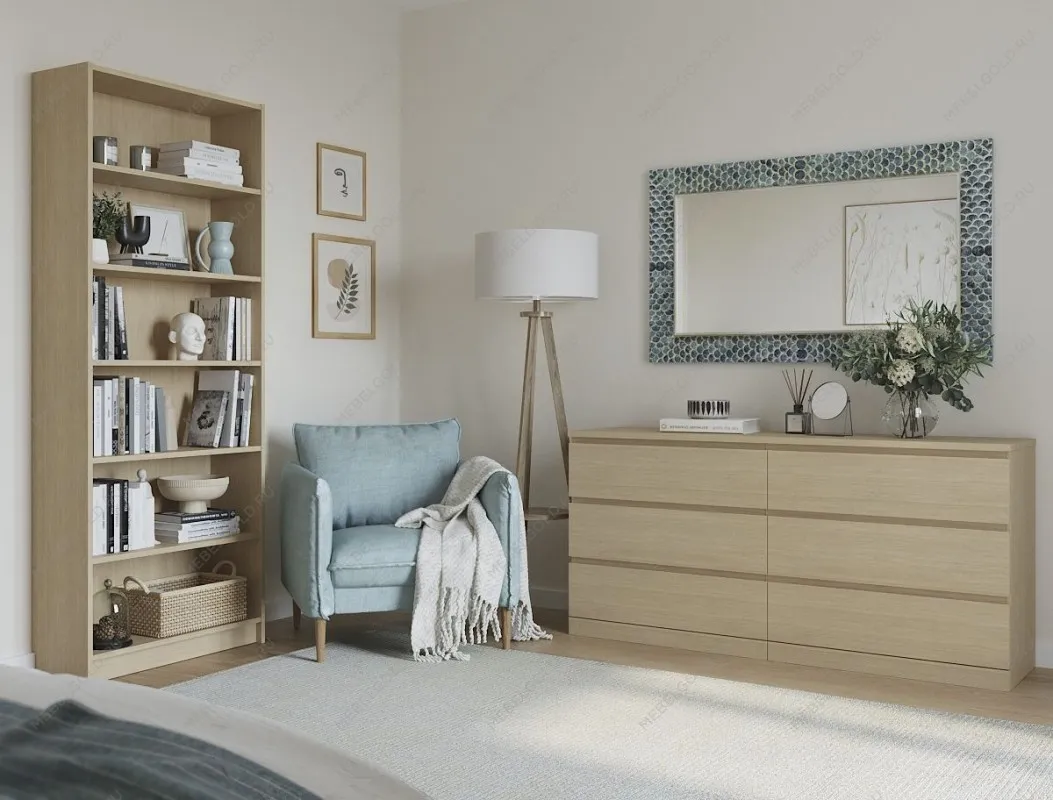 Комод Варма, 6 ящиков, горизонтальный, 160х78х40 см, шпон натурального дерева, дуб беленый | изображение 10