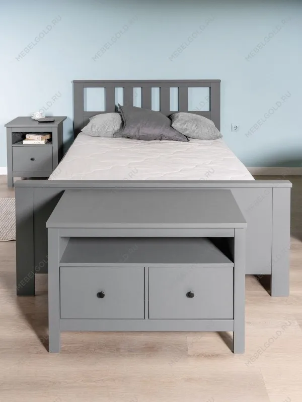 Кровать двуспальная Сага, 140х200 см, серая | изображение 2