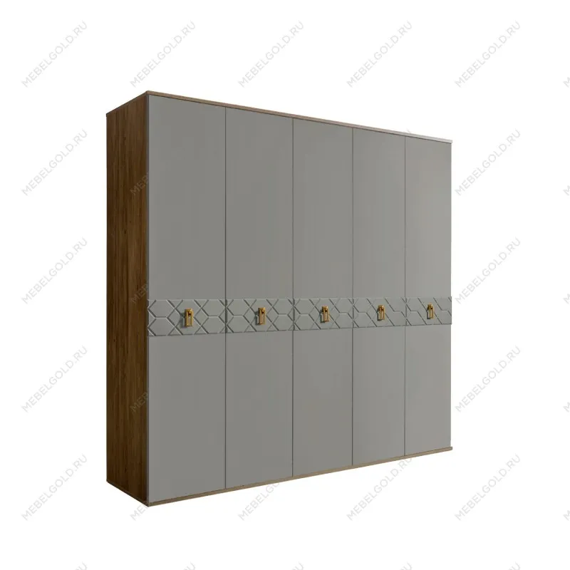 Шкаф 5-ти дв. Bogemia Woodline Fa (Серый/Золото) БМШ2/5(Fa)