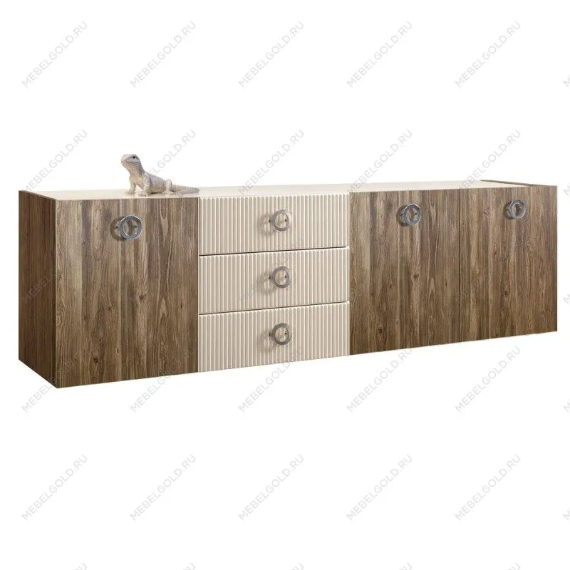 Комод 2.1м Bogemia Woodline Fly Wood Fi (Слоновая кость) (Lakobel/Хром) БМКМ-5