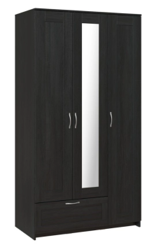 БРИМНЭС / СИРИУС Шкаф трёхдверный ИКЕА / IKEA с одним выдвижным ящиком и зеркалом, Дуб Венге