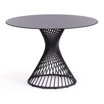 Стол BERTOIA (mod. GT21), металл/стекло (8мм), Black (черный), 110 х 110 х 75 см