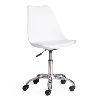 Офисное Компьютерное кресло TULIP (mod.106-1), металл/пластик/PU, 58 x 47 x 97см, White (белый) / Chrome (хром)
