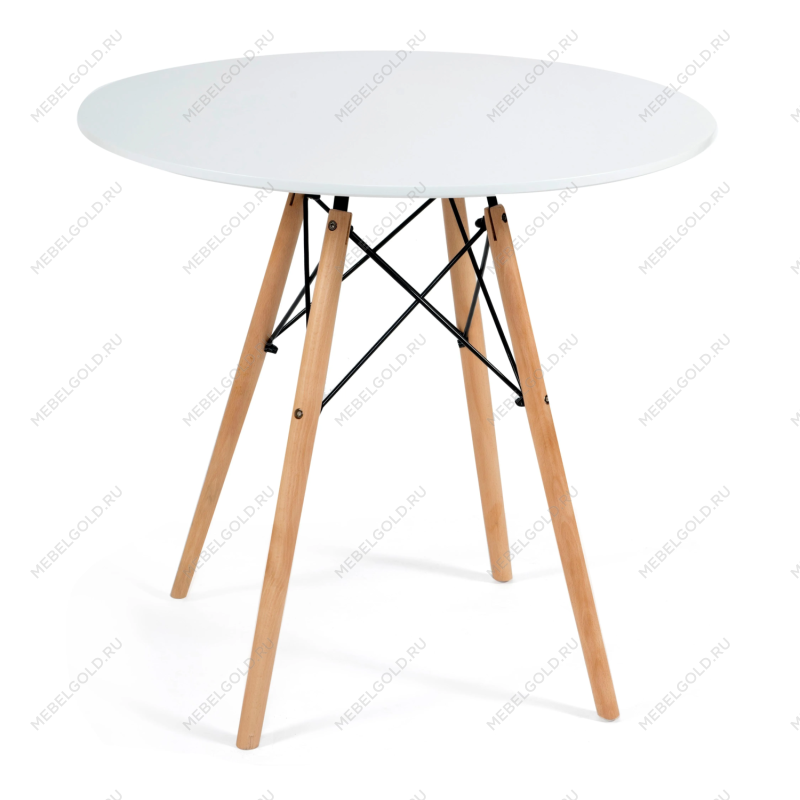 Стол CINDY NEXT (mod. 70-80 MDF), металл/мдф/бук, белый/натуральный, D70х75см