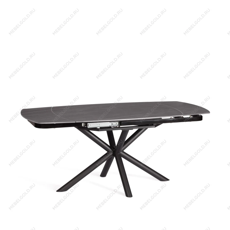 Стол обеденный Winston/Винстон, столешница керамика (матовая) /опоры металл, темно-серый/черный, (120+30+30)x80x75(+1) см | изображение 7