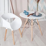 Стол CINDY NEXT (mod. 70-80 MDF), металл/мдф/бук, белый/натуральный, D70х75см | изображение 5