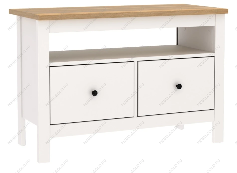 САГА тумба 2 ящика белая/ясень