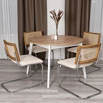 Стул MANI, дерево вяз, ротанг/ткань лен, металлический каркас, Груша (№3), 46х46х78 см | изображение 11