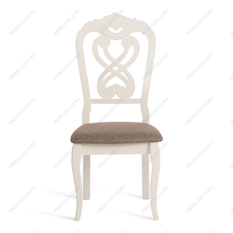 Стул -Андромеда/Andromeda, дерево гевея, 47х55,5х107 см, Ivory white, ткань коричневая S168-7 | изображение 4