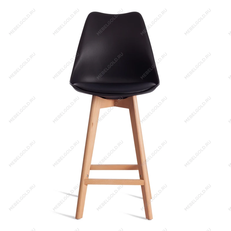 Стул барный TULIP BAR (mod. C1014H-1), пластик/дерево, 42 х 47,5 х 104 см, Black (Черный) 3010/ натуральный | изображение 4