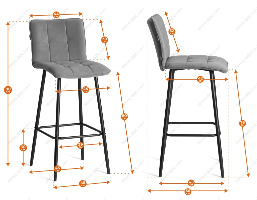Барный стул Bari/Бари, экокожа, черный, 45х56х110 см | изображение 15