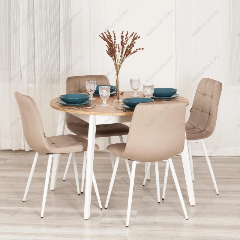 Стул CHILLY (mod. JSC-220), Велюр/металл, 44,5х52,5х88 см, Beige (бежевый) HLR8 / белый | изображение 10