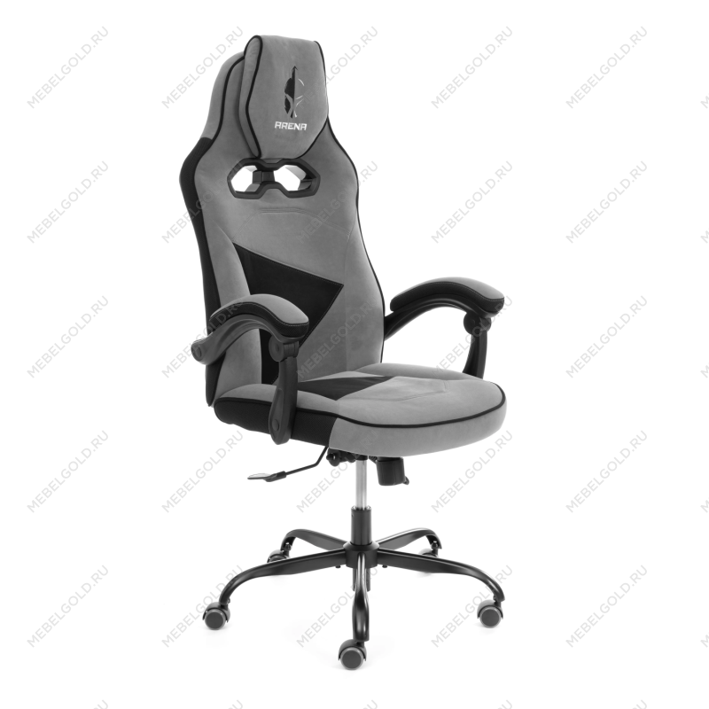 Кресло Arena metalBL, велюр, серый/черный, 29/35