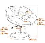 Кресло CLOUDE HOME, рогожка/металл, 97х98х90-96см, серо-бежевый, 3M 16/2 | изображение 15