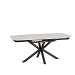 Стол обеденный Winston/Винстон, столешница керамика (глянцевая) / опоры металл, белый/черный, (120+30+30)x80x75(+1) см | изображение 7