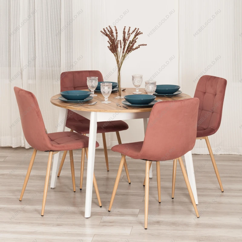 Стул CHILLY (mod. JSC-220), Велюр/металл, 44,5х52,5х88 см, Coral (коралловый) HLR44 / натуральный | изображение 10