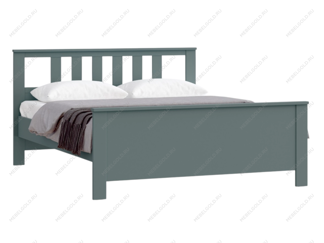 САГА кровать двойная 160х200 темно-бирюзовая