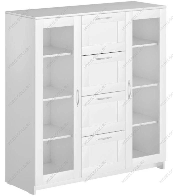БРИМНЭС / СИРИУС тумба ИКЕА / IKEA 2 двери со стеклом и 4 ящика 117х123 белая