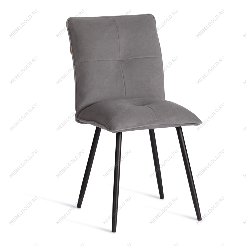 Стул обеденный Sweet, флок, серый/черный, 29, 46х55х88