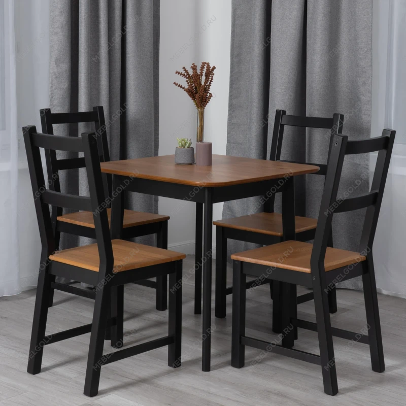 Стол Соната Люкс/Sonata Lux table, 75х75х75 см, массив сосны, антик/чёрный, 75х75х75 см | изображение 5